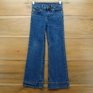 Wrangler Jeans Girls 7 Slim Blue Flare Stretch Denim Western Bootcut Distressed